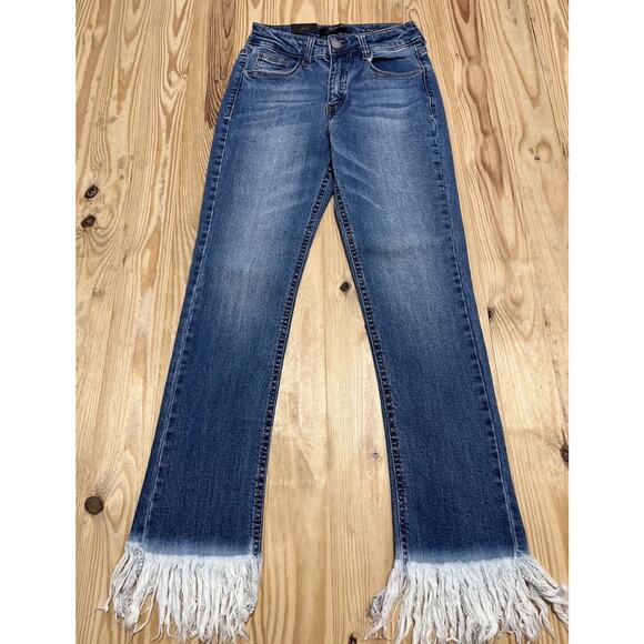 C'est Toi Black Label Womens Jeans 3/27 Mid Rise Slim Straight Frayed Hem NWT - Picture 1 of 7
